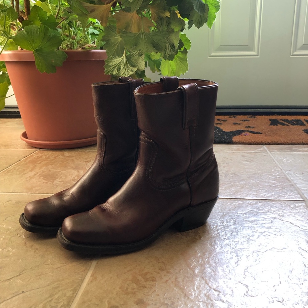 Genuine leather square toe boots